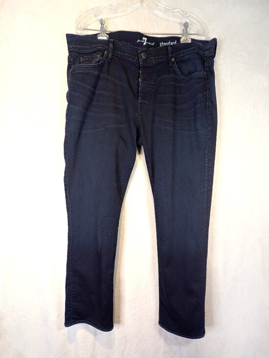 7 For All Mankind Denim - 7 for all Mankind Standard button front 5 pocket wide leg jean Size 38
